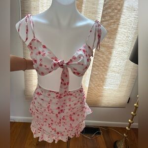 Princess Polly Red and White Floral 2-piece Set